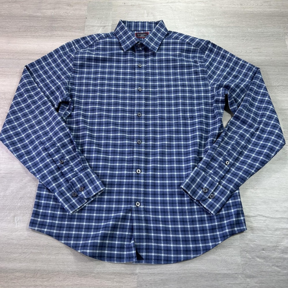 UNTUCKit Hofstatter Shirt Mens Medium Blue Plaid Flannel Button Up Slim Fit